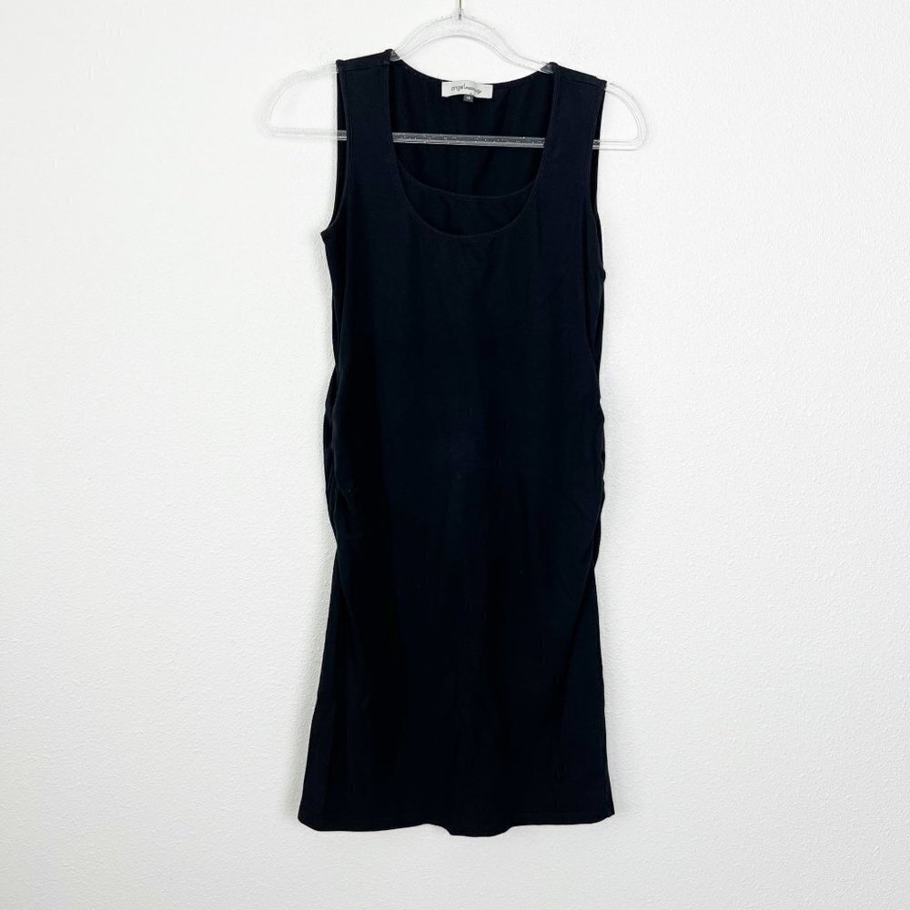 Angel Maternity Nursing XS Black Sleeveless Midi Dress Ruched